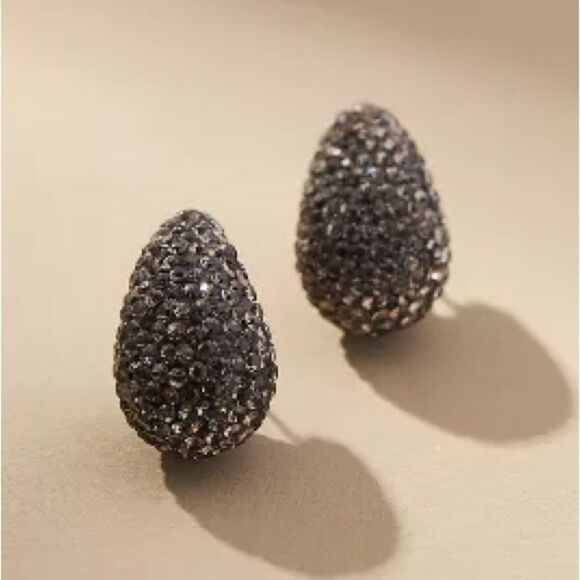 NWT Anthropologie The Petra Drop Earrings: Pavé Edition Grey + jewelry pouch - Picture 1 of 8